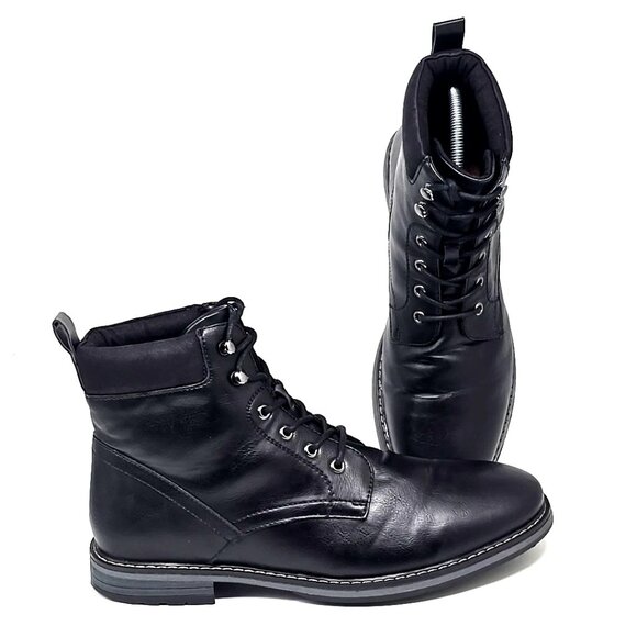 Club Room Westin Boots Black Leather Lace Up Round Toe 100134204 Men's Size 11.5 - Picture 1 of 12
